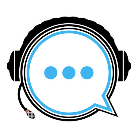 Support with speech bubble on white background. Flat design vector support icon. The headphone logo can be used for the company, icon and others.のイラスト素材