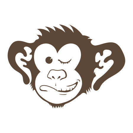 Monkey Icon Isolated on White Background. Cartoon Ape Head. Mascot Funny Face.のイラスト素材