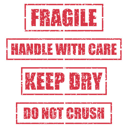Vector fragile grunge rubber stamp. Shipping mark. Handle with care sign.のイラスト素材