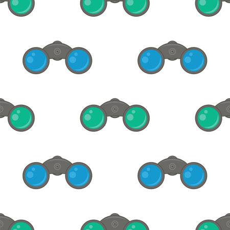 Vector Binoculars Icon Isolated on White Background. Optical Logo. Seamless Pattern.のイラスト素材