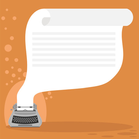 Vector Grey Typewriter Icon Isolated on Orange Background.のイラスト素材