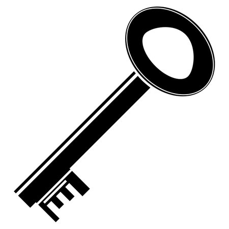 Vector silhouette of key isolated on white background.のイラスト素材