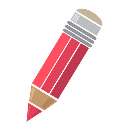 Vector illustration with red pencil isolated on white background.のイラスト素材
