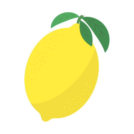 Vector Fresh Yellow Lemon with Green Leaves. Tropical Fruit Icon with Sour Taste.のイラスト素材