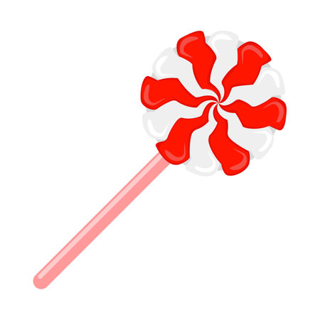 Vector Christmas candy icon. Lollipop sugar caramel. Cartoon dessert isolated on white background.のイラスト素材