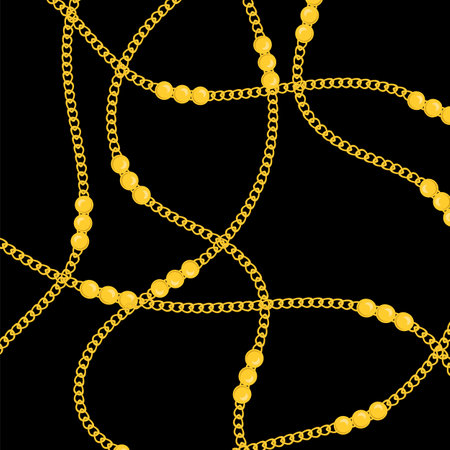 Vector gold pattern. Yellow chain background.のイラスト素材