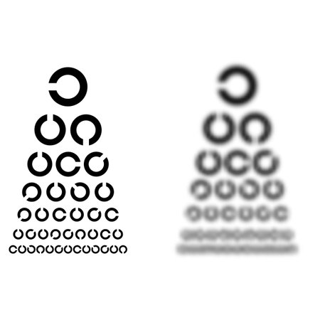 Vector Eye chart showing optometry test for visual acuity. Japanese vision test, ophthalmology and optometry services. Optical eyesight.のイラスト素材