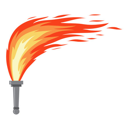 Vector Burning Retro Old Torch isolated on White Background.のイラスト素材