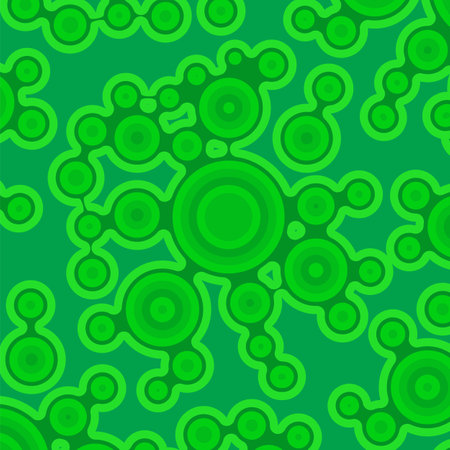Vector Meta ball Connect Dot Set. Green Molecule chain. Circle Shapes. Abstract Geometric Dots. Morphing Blob for Pattern, Sticker, Badge, Poster, Web Design.のイラスト素材
