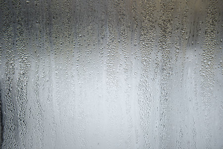 fogged glass in winter on the streetの写真素材