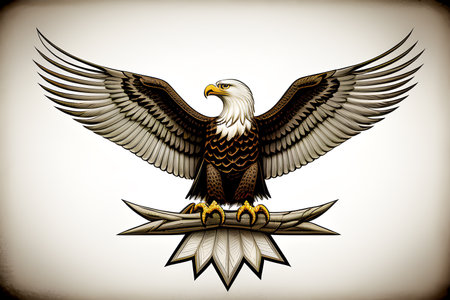 an eagle on a white background created with the help of artificial intelligenceの素材