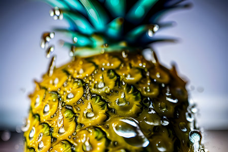 pineapple with water drops macro photography created by artificial intelligenceの素材