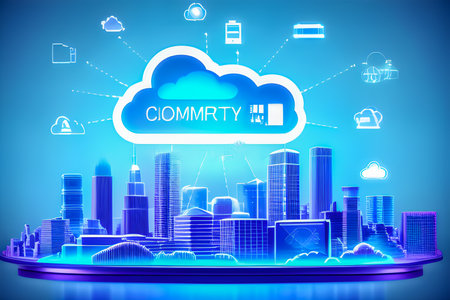 cloud protection of the city. created by artificial intelligenceの素材