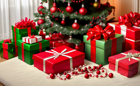 Christmas gifts under the treeの素材
