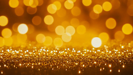 golden glitter vintage lights background. gold and black. focusedの素材