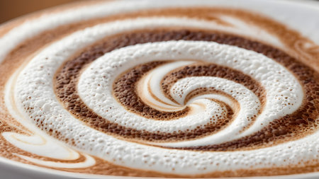 Close up of a cup of cappuccino coffee with foamの素材