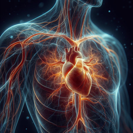 Human Heart with Circulatory System Anatomy For Medical Concept 3D Illustrationの素材