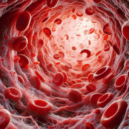 Blood cells in the human body. 3D illustration. Conceptual medical backgroundの素材