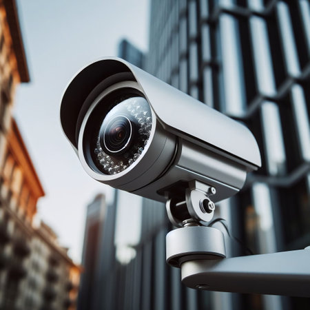 CCTV security camera or surveillance system in the city. 3d renderingの素材