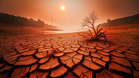 Dry cracked earth, global warming, climate change. Global warming conceptの素材