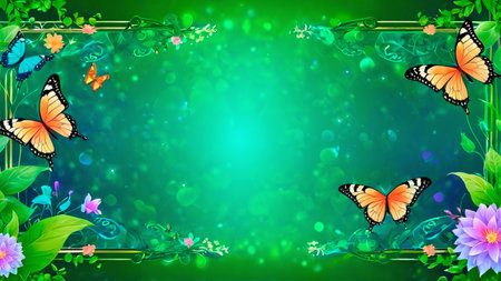 Spring background with flowers and butterflies. Vector illustration. Eps 10.の素材
