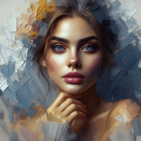 Portrait of a beautiful young woman with bright make-up.の素材