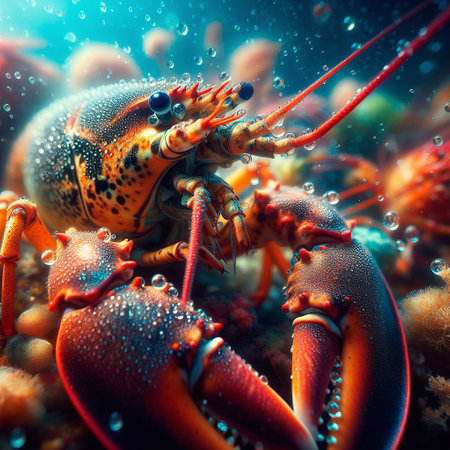 Crayfish in the water. 3D illustration. Underwater world.の素材