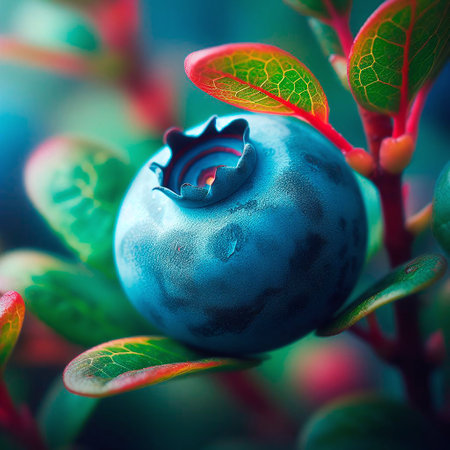 Blueberry macro closeup with bokeh background, selective focusの素材