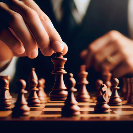 Businessman playing chess. Business strategy, leadership and success concept.の素材