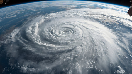 Earth view from space showing realistic planet surface and clouds. Elements of this image furnished by NASA.の素材