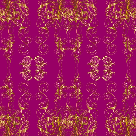 seamless texture on a purple with yellow patternのイラスト素材