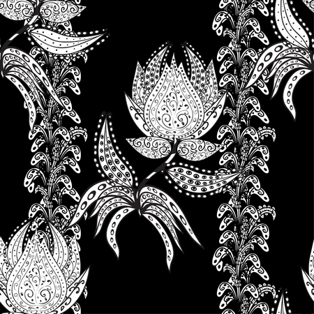 Vector abstract texture with abstract flowers. Endless background. Ethnic lace pattern. Vector backdrop. Bright pattern. Summer template. Use for wallpaper,pattern fills, web page background.のイラスト素材