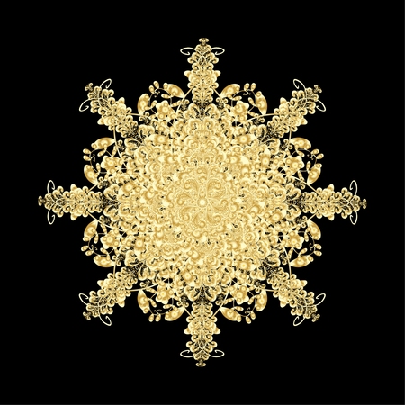 Oriental vector pattern with arabesque and floral elements. Abstract golden ornamentのイラスト素材