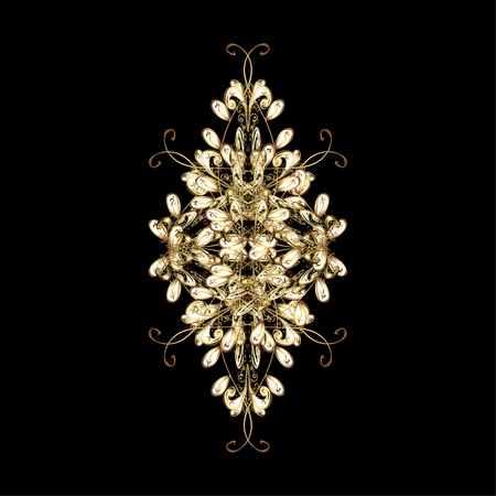 Vector pattern with arabesque and floral elements. Abstract golden ornamentのイラスト素材