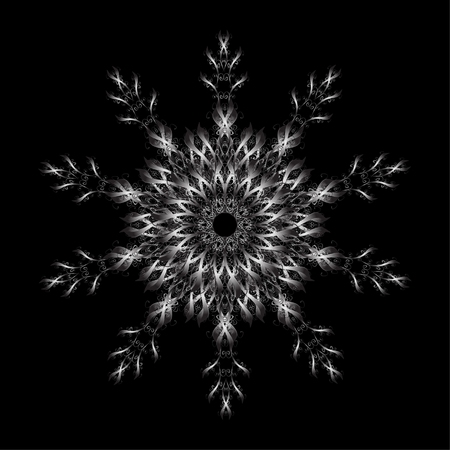 Oriental vector pattern with arabesque and floral elements. Abstract gray and white ornamentのイラスト素材