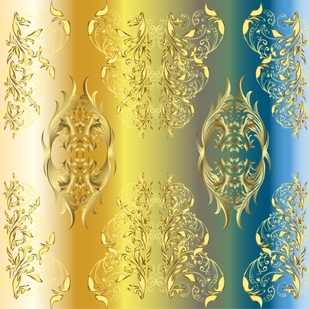 Pattern on stripes yellow and blue gradient background. Vector illustration.のイラスト素材