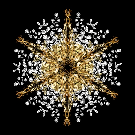 Oriental vector pattern with arabesque and floral elements. Abstract golden ornamentのイラスト素材
