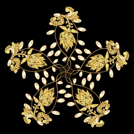 Oriental vector pattern with arabesque and floral elements. Abstract golden ornamentのイラスト素材