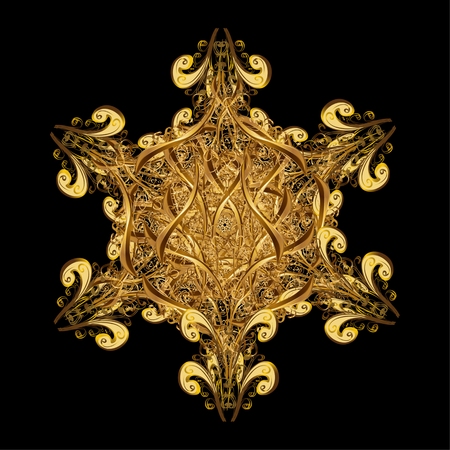 Oriental vector pattern with arabesque and floral elements. Abstract golden ornamentのイラスト素材