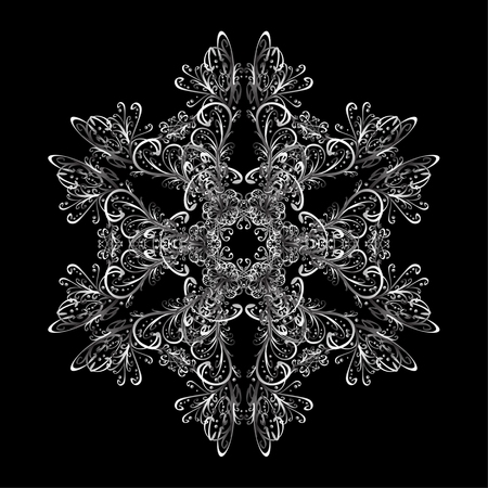 Oriental vector pattern with arabesque and floral elements. Abstract gray and white ornamentのイラスト素材