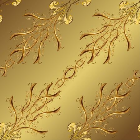 vector vintage texture with doodles on golden backgroundのイラスト素材