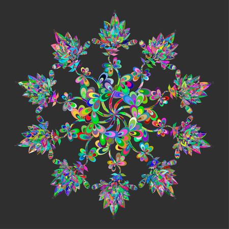 Henna Paisley Mehndi Doodles Abstract Floral Illustration Design Element. Colored Version.のイラスト素材