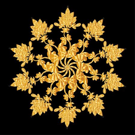 Vector pattern with floral and golden gradient elements.のイラスト素材