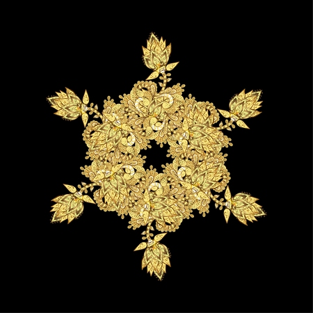 Oriental vector pattern with arabesque and floral elements. Abstract golden ornamentのイラスト素材