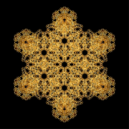 Oriental vector pattern with arabesque and floral elements. Abstract golden ornamentのイラスト素材