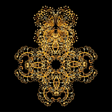 Oriental vector pattern with arabesque and floral elements. Abstract golden ornamentのイラスト素材