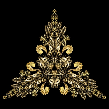 Abstract golden ornament. Oriental vector pattern with arabesque and floral elements.のイラスト素材