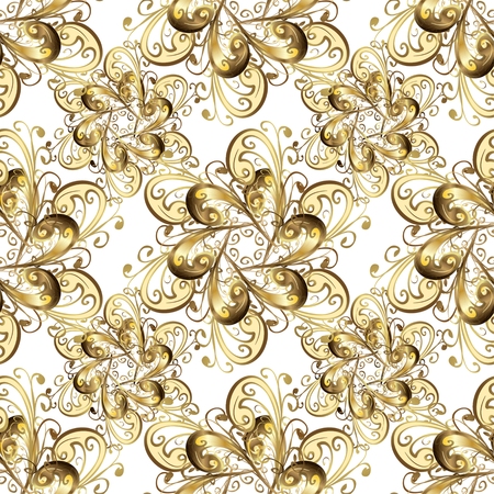 Vector seamless tiling pattern - gold ottoman ornament. For printing on fabric, scrapbooking, gift wrap.のイラスト素材