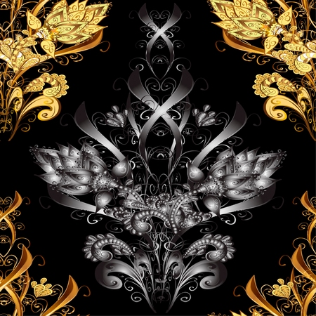 Abstract beautiful background with golden elements on black backgroundのイラスト素材