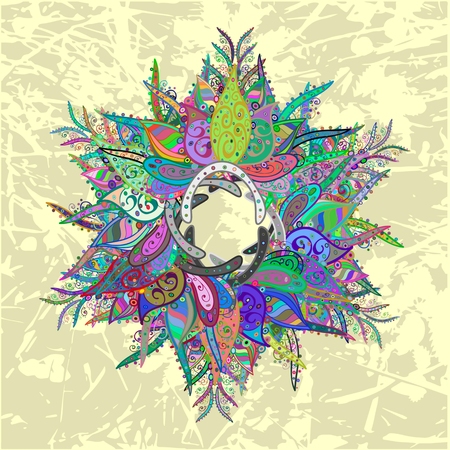 Doodles Abstract Floral Illustration Design Element. Colored Version.のイラスト素材